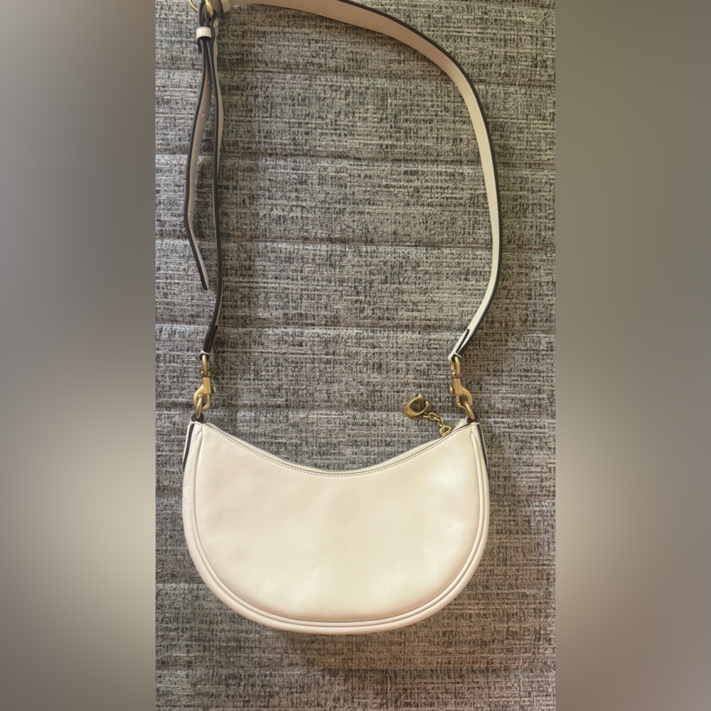 Coach Cream Crescent Shoulder Bag with Gold Hardware and Adjustable Strap - Picture 12 of 12